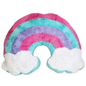 Simply Minky Rainbow Plush Pillow Large 21" Pink Purple Teal White Clouds